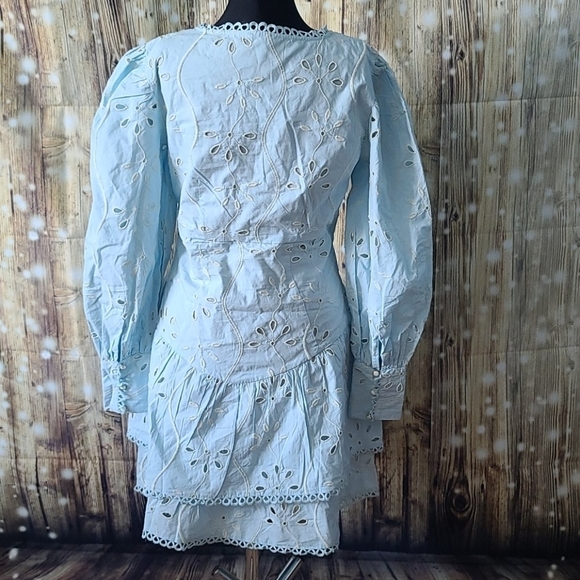 NWT RIVER ISLAND embroidery eyelet baby blue  dress US 6 - Picture 16 of 16